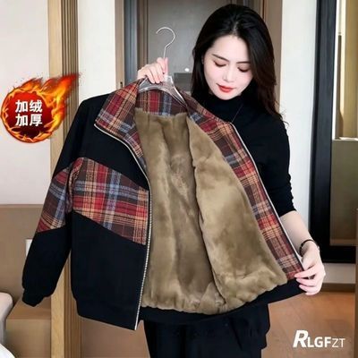 格子外套女秋冬新款加绒时尚短款显瘦休闲喜庆减龄韩版百搭上衣
