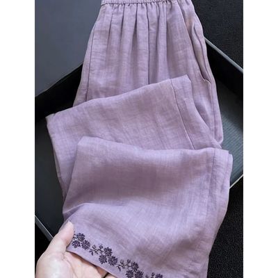 快抢专柜正品天丝亚麻阔腿裤女2026新款夏季高腰宽松直筒裤