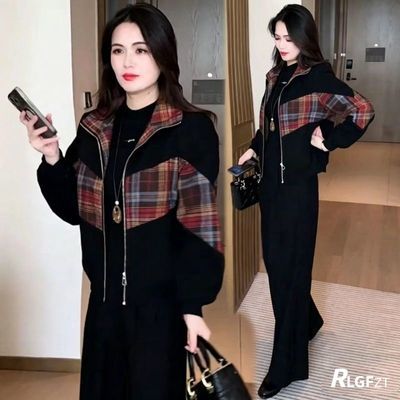 格子外套女秋冬新款时尚加绒短款显瘦休闲气质减龄韩版百搭上衣