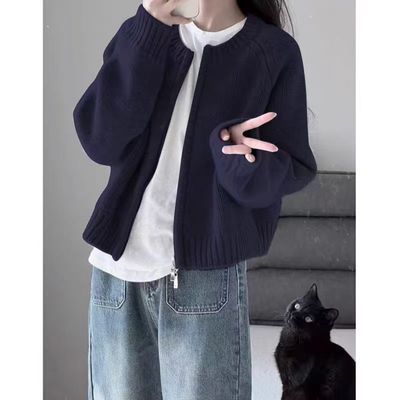 2026新款针织开衫秋冬女外套通勤秋季毛衣外套女款拉链时尚上衣
