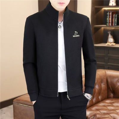 高端夹克外套男春秋冬季韩版潮流修身男士刺绣立领加厚休闲棒球服