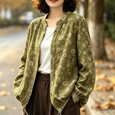 26国风开衫中老年女式套装碎花复古全棉妈妈显瘦春秋装