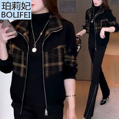 格子外套女秋冬新款加绒时尚短款显瘦休闲喜庆减龄韩版百搭上衣