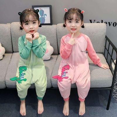 儿童新款2026萌趣恐龙图案儿童家居服柔软亲肤纯棉睡袋睡衣家居