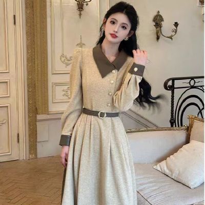 80 200斤 秋新款穿搭女巨好看的掐腰法式气质长袖连衣裙19