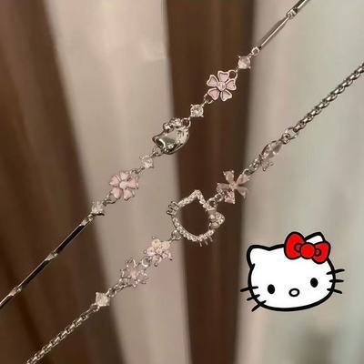 HelloKitty桃花kt猫手链小众精致百搭闪钻高颜值女友手环闺蜜手饰