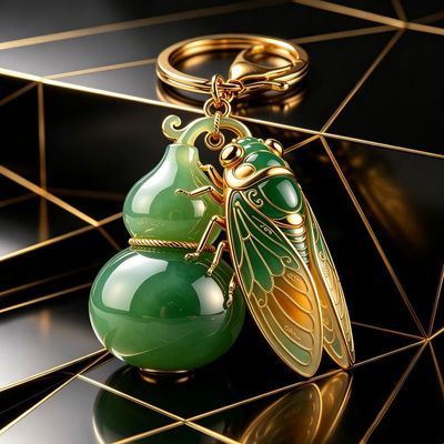 翠葫挂件钥匙扣独特好运招财设计新款正品双面原创金蝉纳福招平面