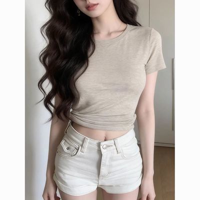 设计小众高腰洗水牛仔裤女