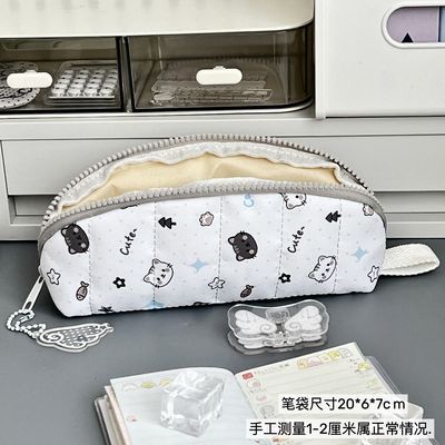 ins高颜值韩系可爱星屿小猫贝壳笔袋卡通多层文具袋大容量收纳袋