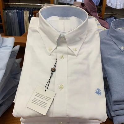 清仓四季布鲁克外贸男士衬衫商务休闲长袖条纹衬衣牛津纺春秋