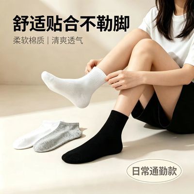 新疆棉男袜女袜长中短筒运动袜纯色吸汗中筒透气简约通用商务袜