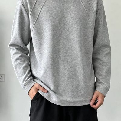 cleanfit时尚解构长袖T恤男款秋季潮牌宽松重磅廓形小领口打底衫