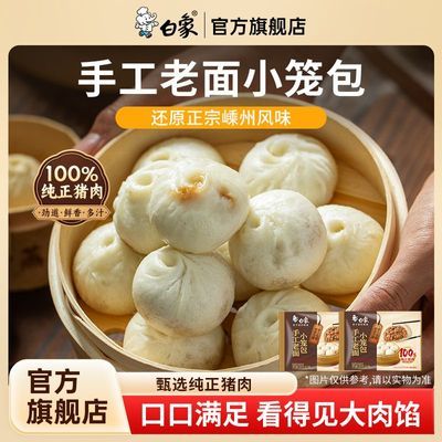 5袋白象手工老面嵊州风味鲜肉小笼包速冻半成品加热即食早餐包子