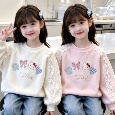女童卫衣蕾丝上衣韩版洋气衣服宝宝春秋新款儿童2026年百搭款