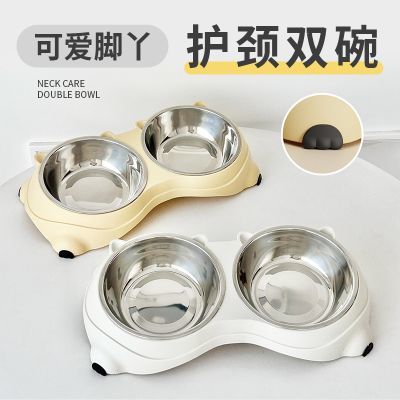 宠物碗防滑碗不锈钢防打翻漏食猫咪双碗宠物喝水碗狗狗饭碗猫饭盆