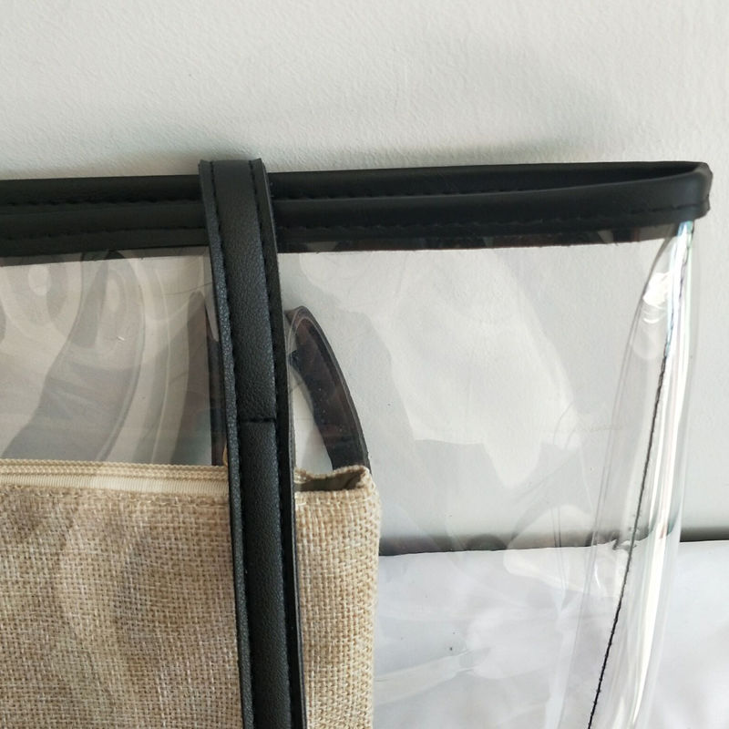 Transparent Bag Women New Trendy Summer Plastic Handbag Single Shoulder Mother Bag Beach Bag Linen Tote Extra Large