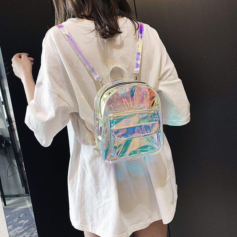 Ins Super Hot Laser Student Small Backpack Ladies Fashion Mini Transparent Backpack
