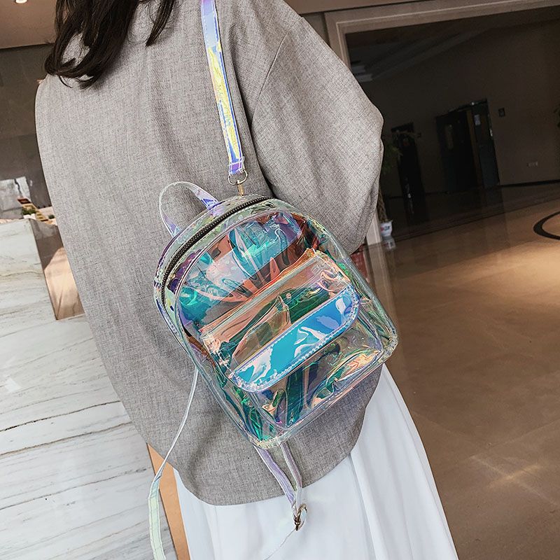 Ins Super Hot Laser Student Small Backpack Ladies Fashion Mini Transparent Backpack