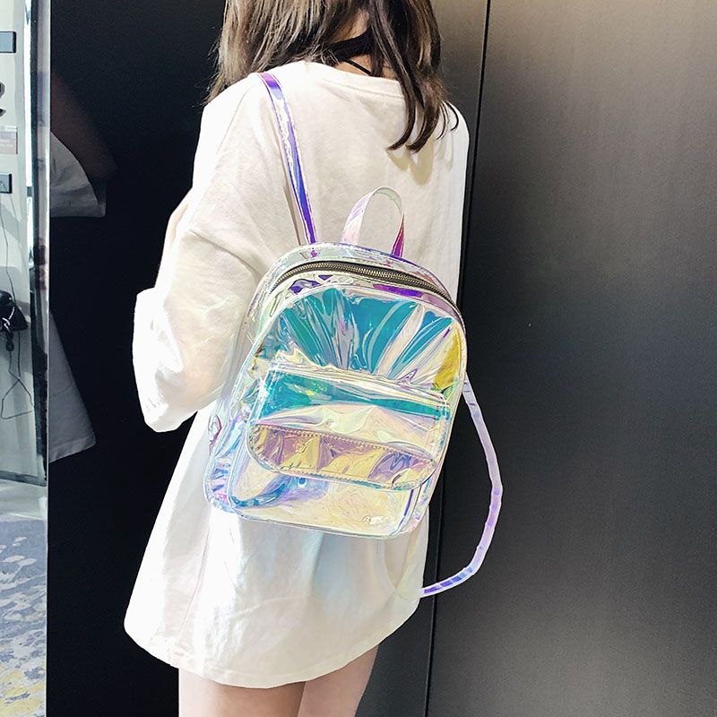 Ins Super Hot Laser Student Small Backpack Ladies Fashion Mini Transparent Backpack