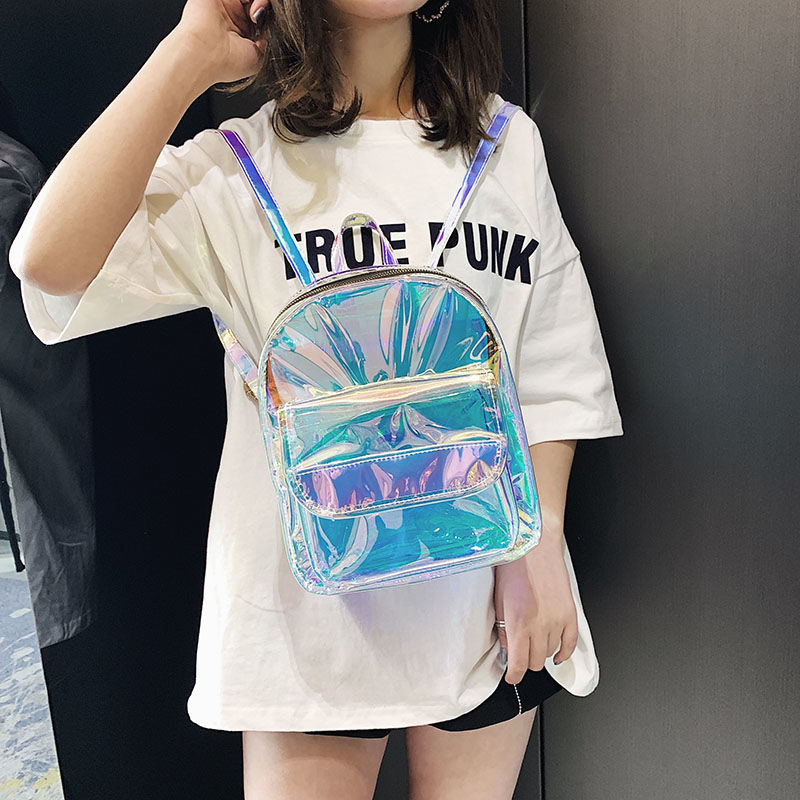 Ins Super Hot Laser Student Small Backpack Ladies Fashion Mini Transparent Backpack