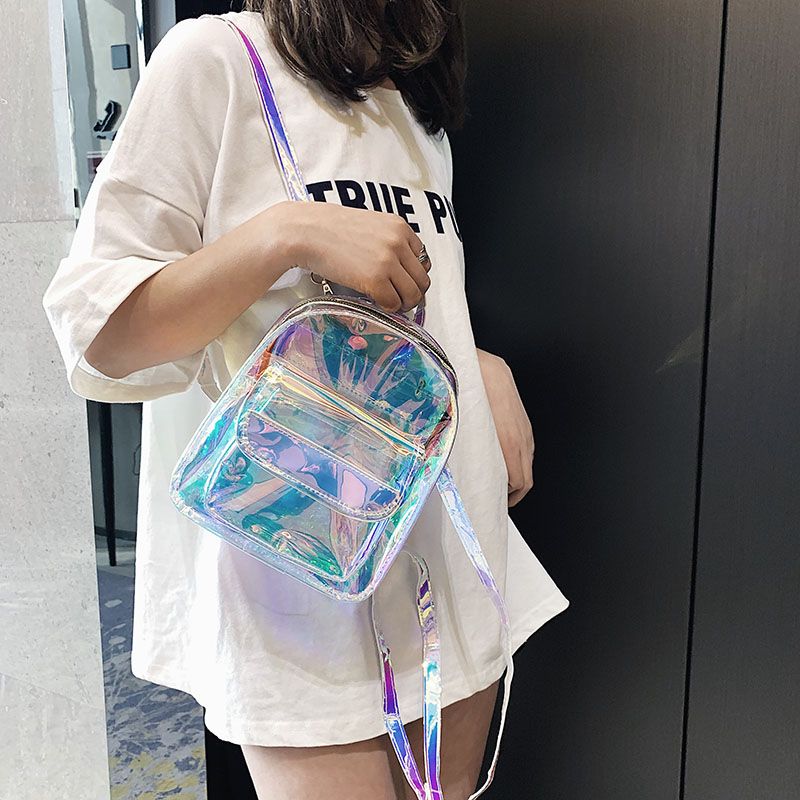 Ins Super Hot Laser Student Small Backpack Ladies Fashion Mini Transparent Backpack