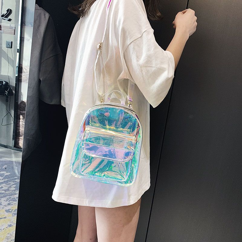 Ins Super Hot Laser Student Small Backpack Ladies Fashion Mini Transparent Backpack