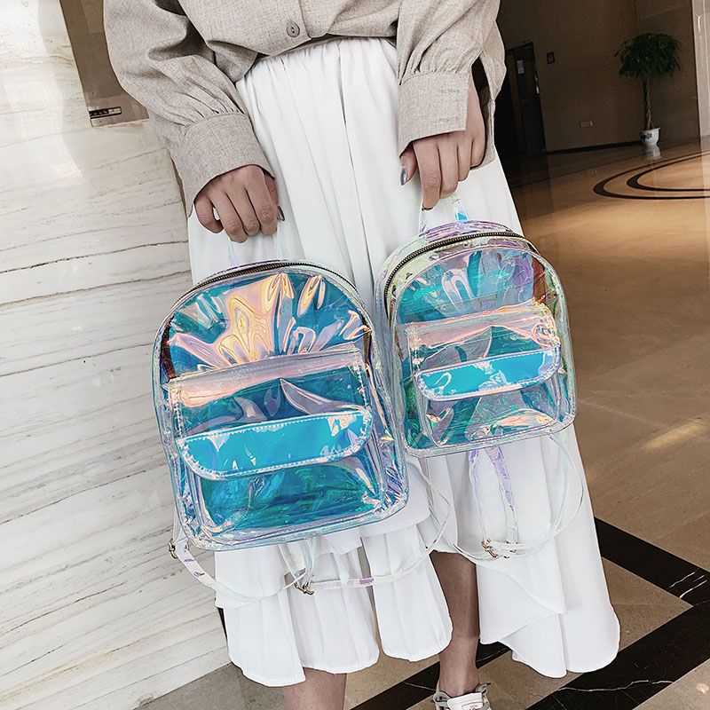 Ins Super Hot Laser Student Small Backpack Ladies Fashion Mini Transparent Backpack