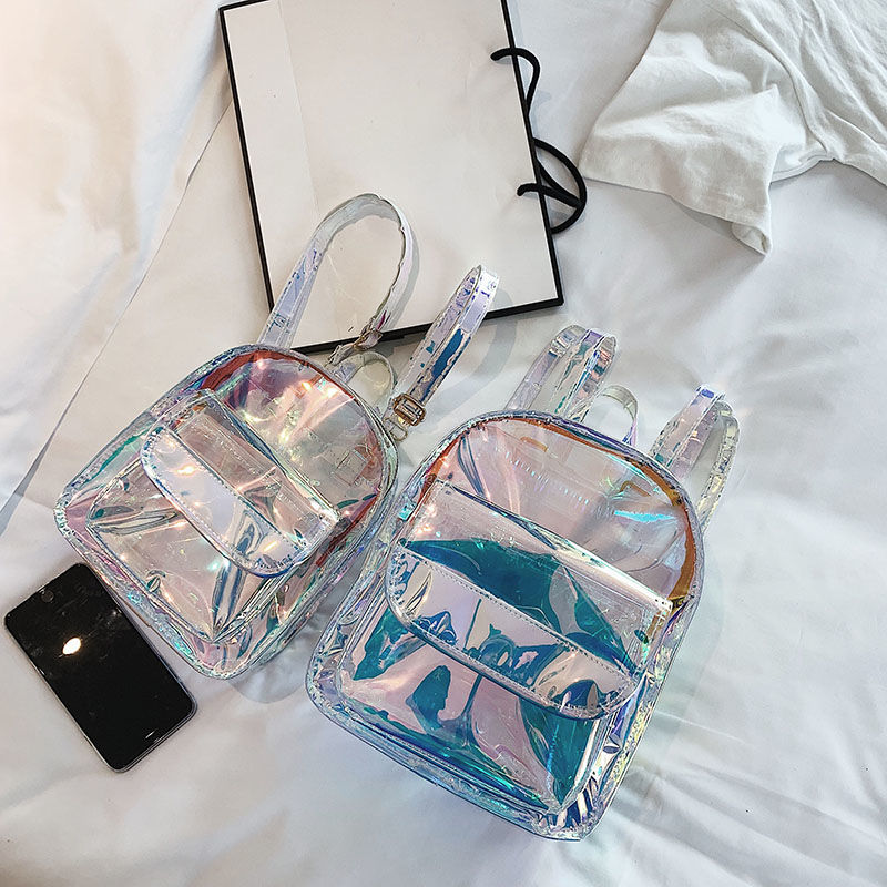 Ins Super Hot Laser Student Small Backpack Ladies Fashion Mini Transparent Backpack