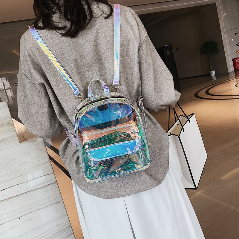 Ins Super Hot Laser Student Small Backpack Ladies Fashion Mini Transparent Backpack