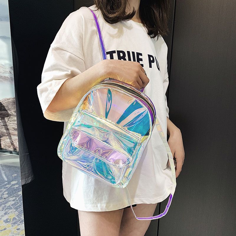 Ins Super Hot Laser Student Small Backpack Ladies Fashion Mini Transparent Backpack