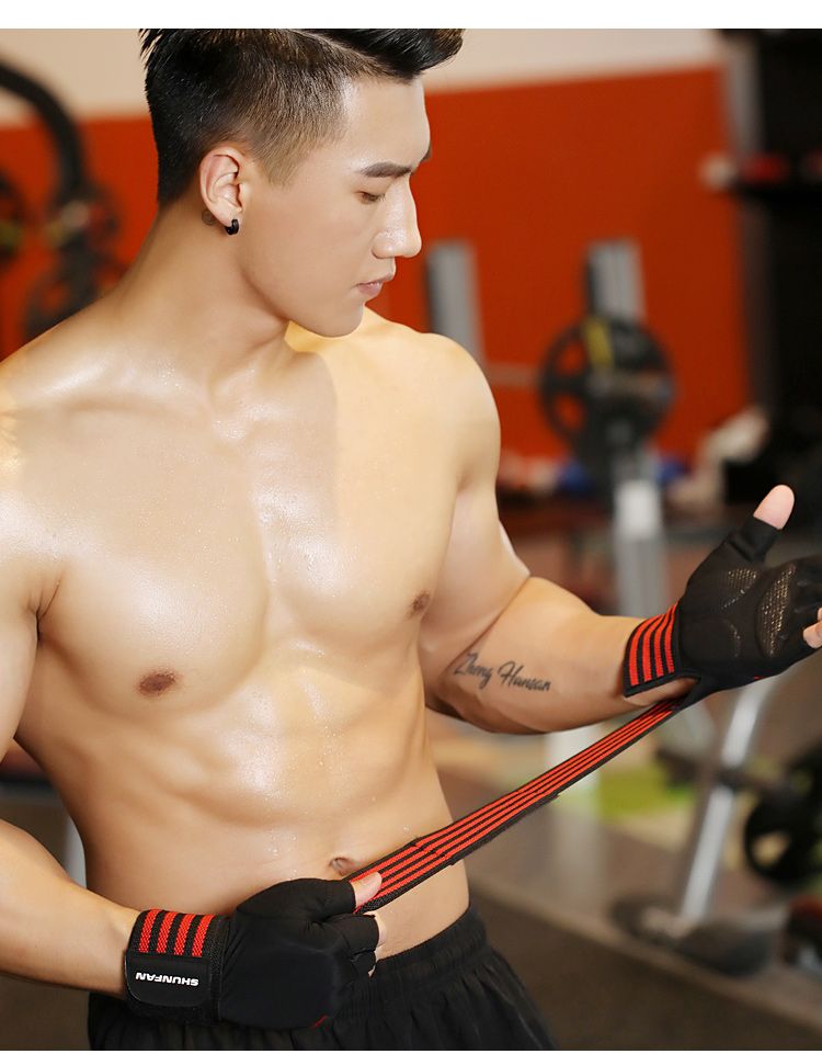 Men's Gloves, Non-slip, For Dumbbells And Barbells, Callus Protection, Integrated Wrist Support, Two-in-one Fitness_voghion.com