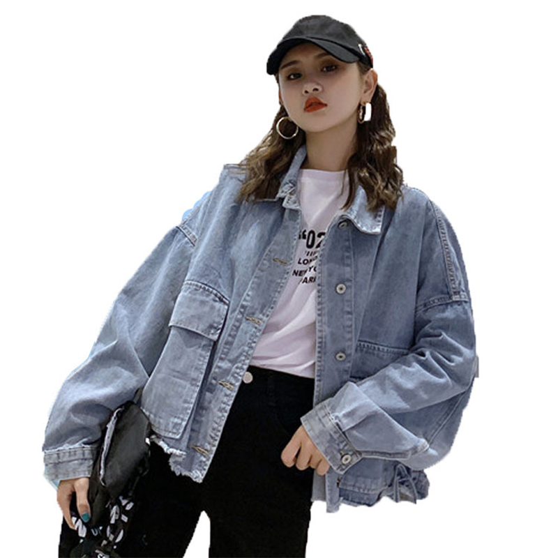 初春ins牛仔外套女学生宽松韩版2020新款复古港味长袖短款bf上衣