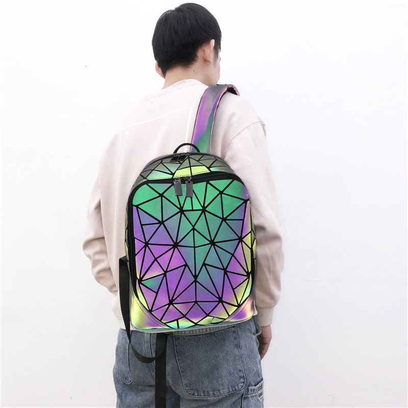 Cool Luminous Personality Fashion Laser Color-Changing Shoulder Student White-Collar Travel Backpack
