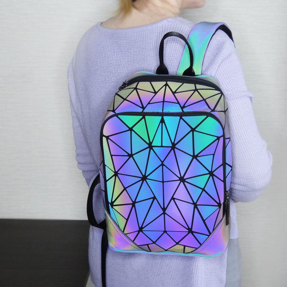 Cool Luminous Personality Fashion Laser Color-Changing Shoulder Student White-Collar Travel Backpack