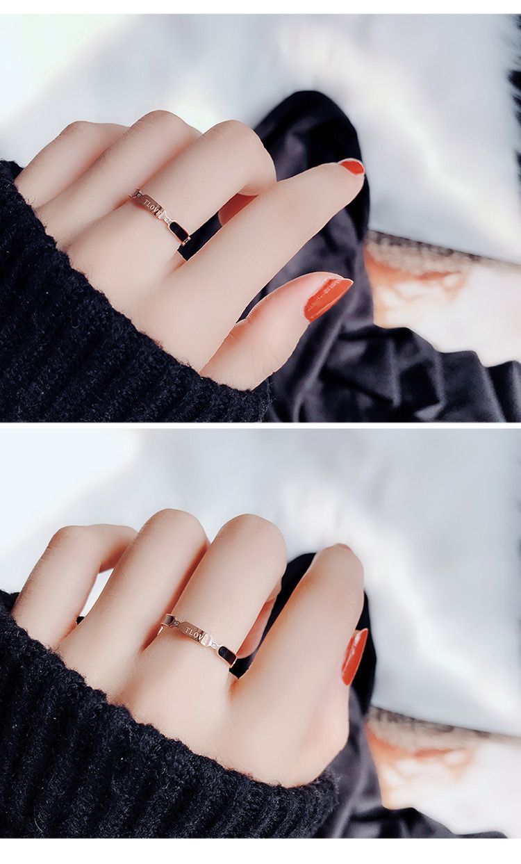 Minimalistische designer ring van titanium staal voor dames_voghion.com