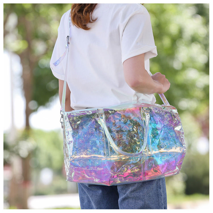 Colorful Transparent Travel Bag New Women'S Bag Casual Fitness Bag Super Cool Portable Laser Bag Swimming Bag