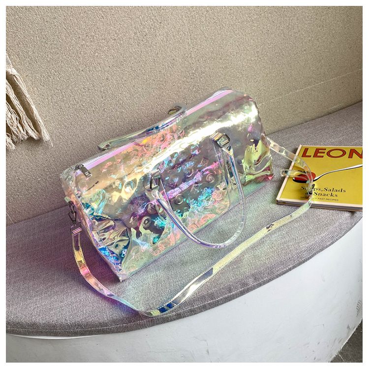 Colorful Transparent Travel Bag New Women'S Bag Casual Fitness Bag Super Cool Portable Laser Bag Swimming Bag