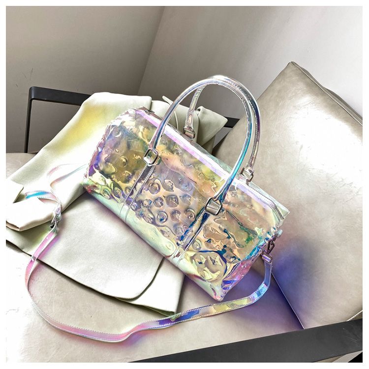 Colorful Transparent Travel Bag New Women'S Bag Casual Fitness Bag Super Cool Portable Laser Bag Swimming Bag