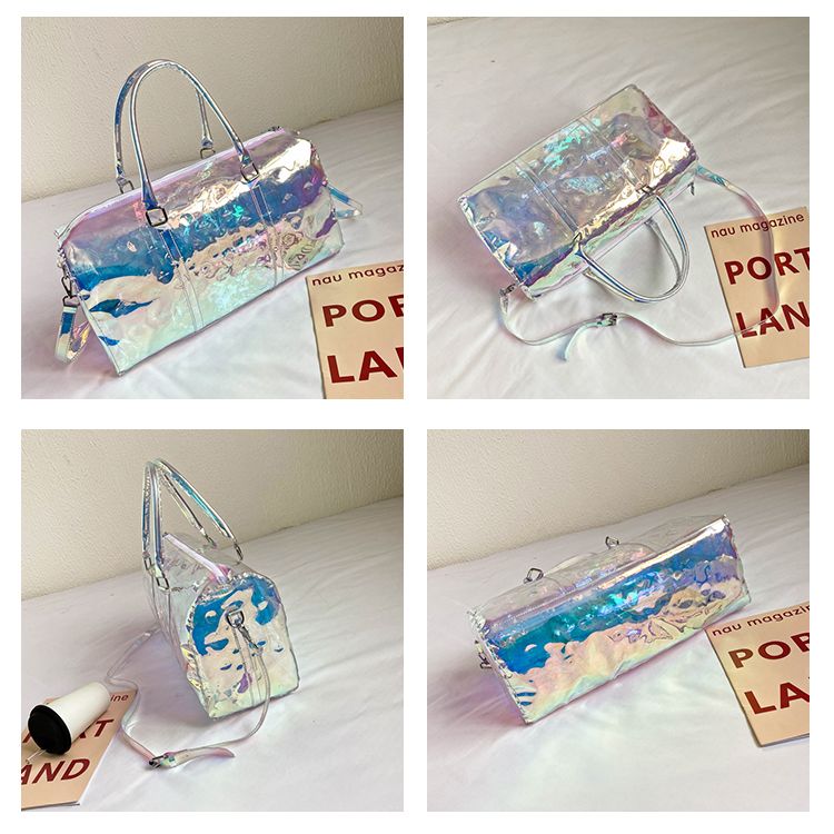 Colorful Transparent Travel Bag New Women'S Bag Casual Fitness Bag Super Cool Portable Laser Bag Swimming Bag