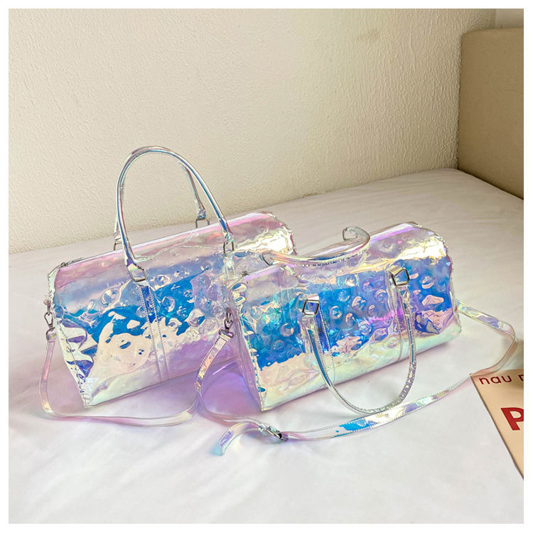 Colorful Transparent Travel Bag New Women'S Bag Casual Fitness Bag Super Cool Portable Laser Bag Swimming Bag