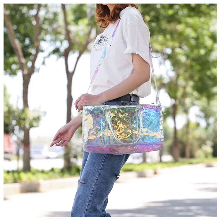 Colorful Transparent Travel Bag New Women'S Bag Casual Fitness Bag Super Cool Portable Laser Bag Swimming Bag