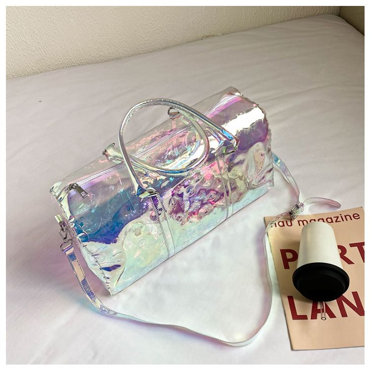 Colorful Transparent Travel Bag New Women'S Bag Casual Fitness Bag Super Cool Portable Laser Bag Swimming Bag