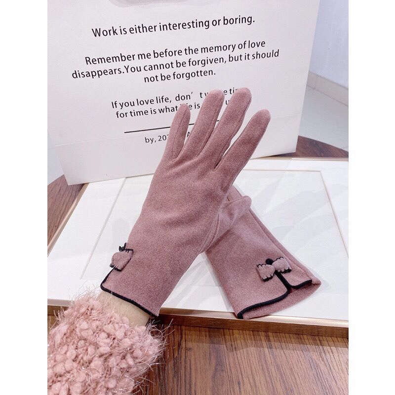 Guantes autocalentables para mujer, pantalla táctil cálida, modelos de otoño e invierno, lindos lazos, conducción de moda, versión coreana de calefacción Derong_voghion.com