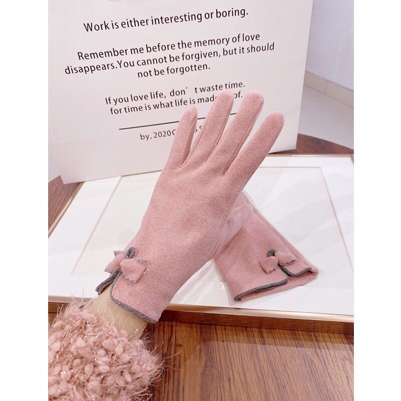 Guantes autocalentables para mujer, pantalla táctil cálida, modelos de otoño e invierno, lindos lazos, conducción de moda, versión coreana de calefacción Derong_voghion.com