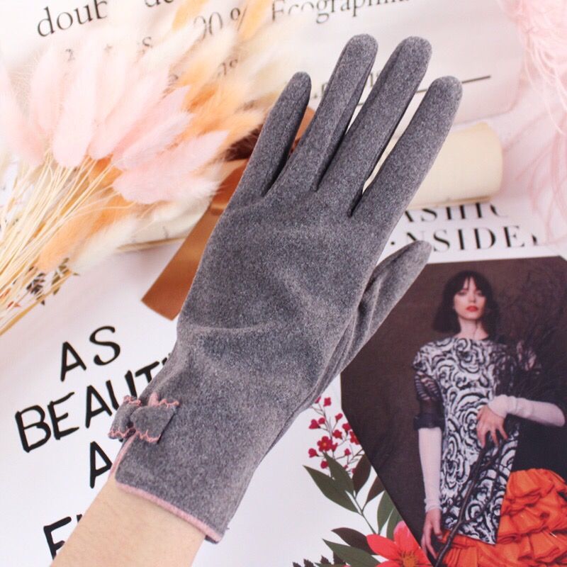 Guantes autocalentables para mujer, pantalla táctil cálida, modelos de otoño e invierno, lindos lazos, conducción de moda, versión coreana de calefacción Derong_voghion.com