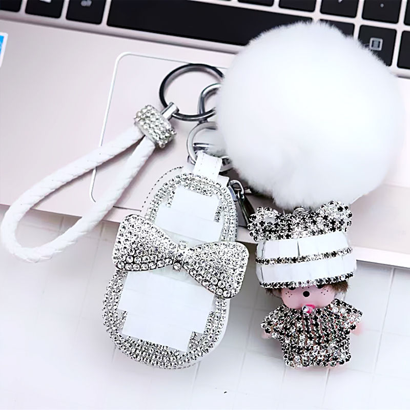 通用汽车钥匙包女士韩国可爱创意水晶汽车钥匙皮套挂件车用钥匙扣