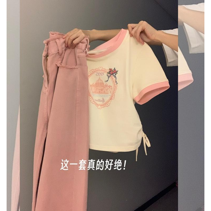羽奕小個子穿搭夏裝搭配一整套辣妹純欲上衣甜辣又a又颯兩件套裝