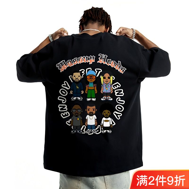 WASSUP HEODS美式高街設計感短袖T恤男女款 重磅純棉寬鬆潮牌上衣