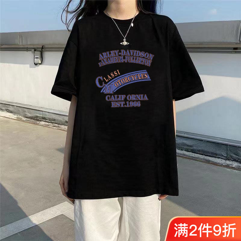 2023年春夏季新款純棉印花t恤上衣女短袖韓版寬鬆潮ins體恤百搭
