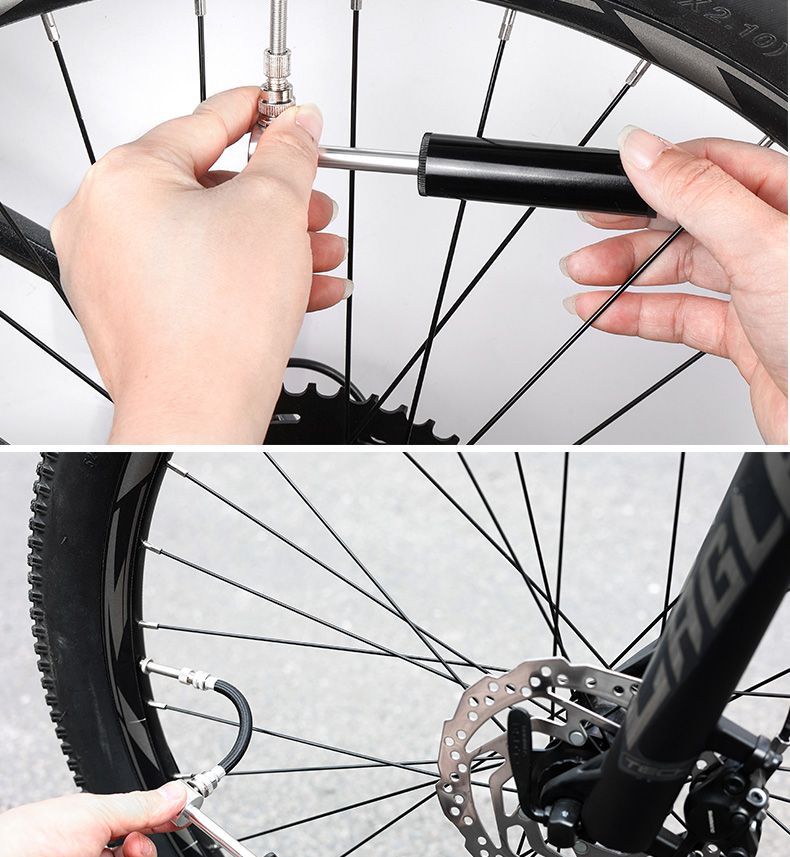 Mini pompa bici portatile in alluminio valvola presta e schrader_voghion.com
